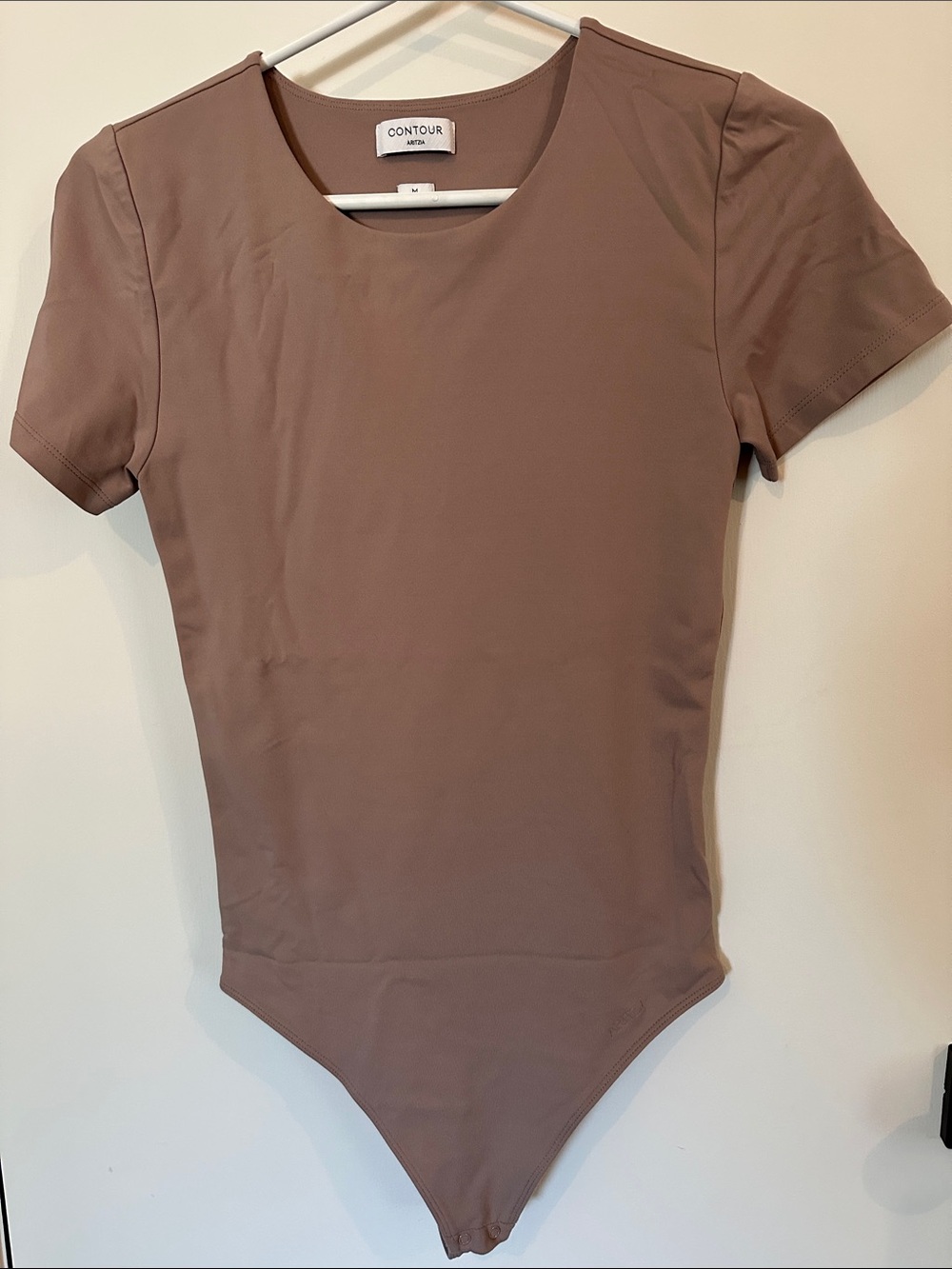 Aritzia Contour Short Sleeve Bodysuit in Mauve Brown